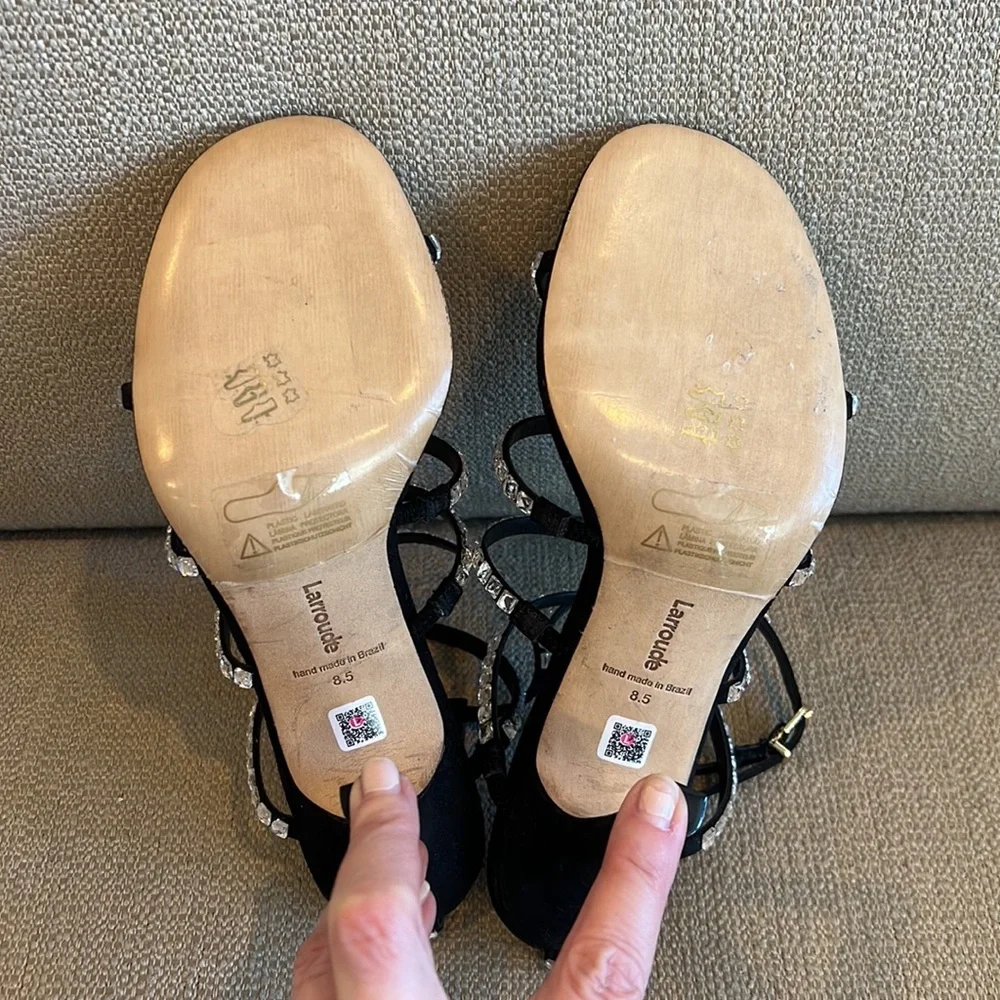 NWT Larroude Black Suede Sasha Heels